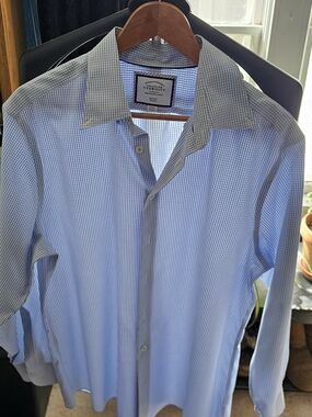 Charles Tyrwhitt Light Blue Micro-Check Dress Shirt